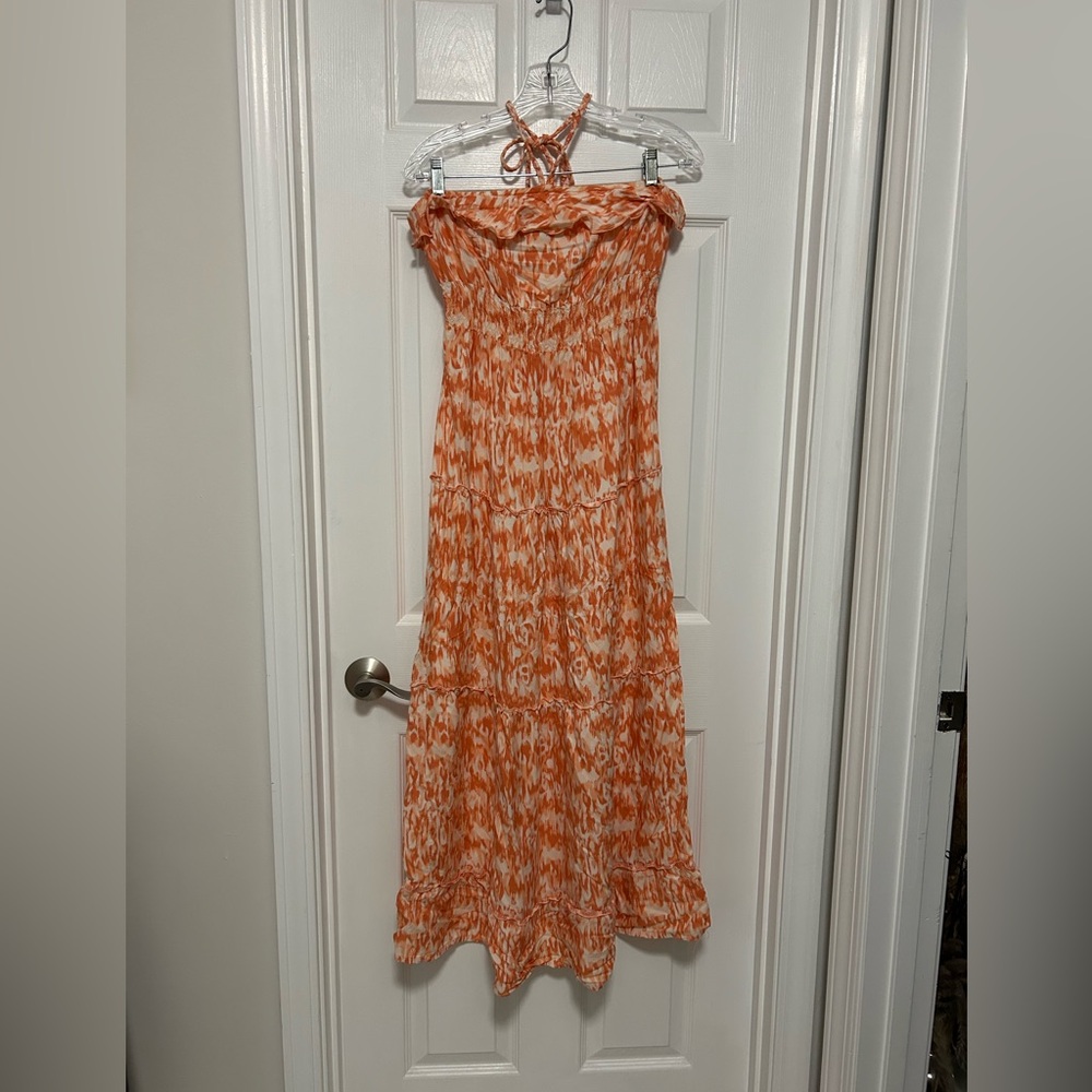 Mudd Orange and White Halter Maxi Dress